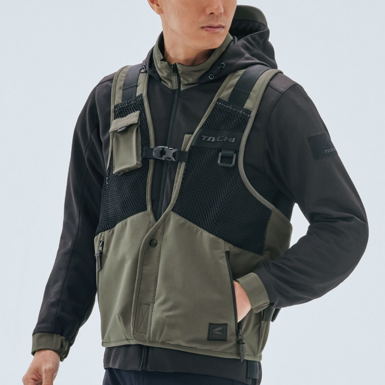 CAMPERA VERANO RS TAICHI OVERLAP MESH PARKA BLACK/KHAKI